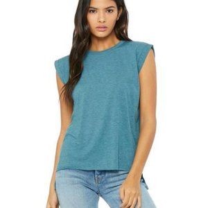 Bella Canvas Teal rolled cuff super soft T-shirt
